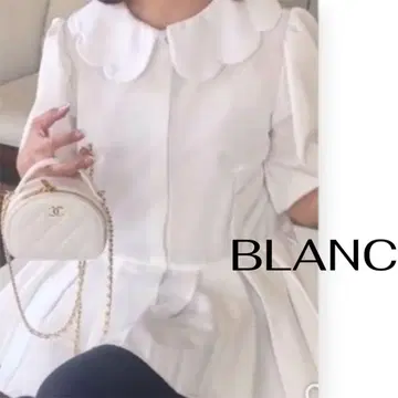 새상품 BLANC 스캘럽 옷깃 화이트 블라우스 반팔
