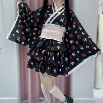 Ank Rouge cherry berry princess 유카타 블랙