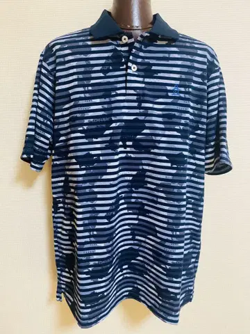 [Munsingwear] 네이비 스트라이프 카모플라주 폴로 셔츠 LL