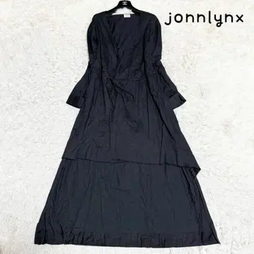 슈퍼 롱 존링크스 원피스 맥시 기장 비대칭 블랙