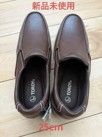 [미사용 새상품] 가죽 신발 25cm 브라운 TOROY