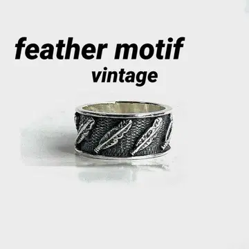 페더 모티브 SILVER 반지 vintage 약 15~15.5호 사이