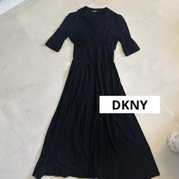 [새상품급] DKNY 블랙 셔츠 원피스 반팔 V넥 롱 원피스