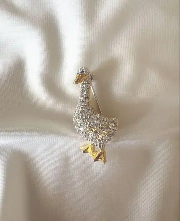 오리 브로치 배지 빈티지풍 반짝반짝