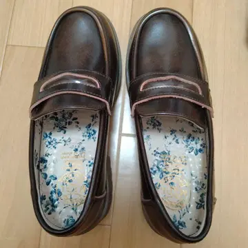 coko tokyo 22.5cm 로퍼 브라운 꽃무늬 인솔