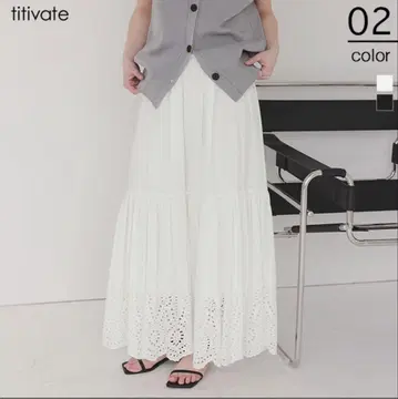 titivate 자수 레이스 개더 스커트 M