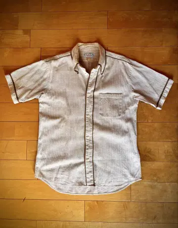 Cushman 베이지 체크 반팔 셔츠