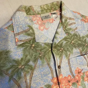 00년대~ L.L.Bean 오픈 카라 알로하 셔츠 컬러풀 보타니컬
