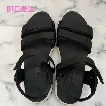 24cm Skechers 요가폼 블랙 스포츠 샌들 검정색
