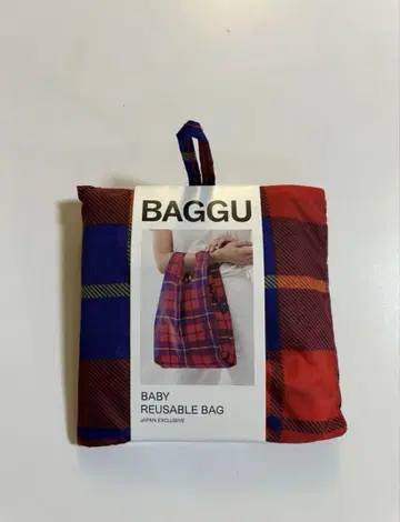 [BAGGU] 타탄 체크 에코백 BABY 레드
