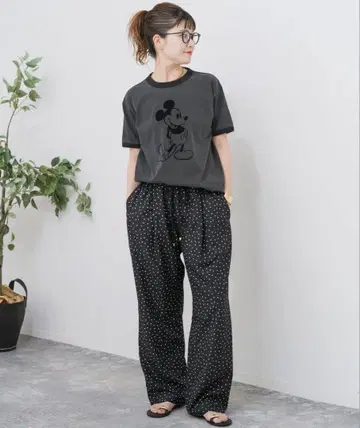 Spick&Span 도트 프린트 이지 스트레이트 팬츠 38