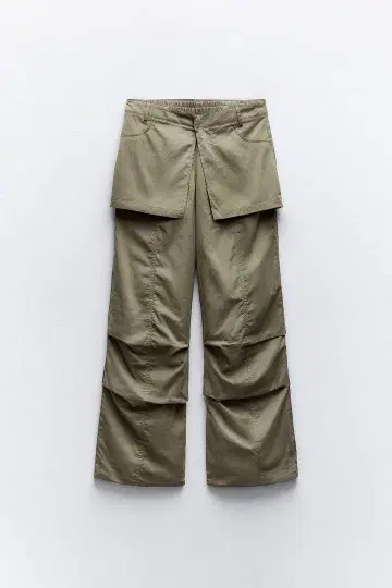 ZARA 탈부착 나일론 스코트 다크 카키