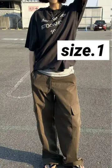 [ 사이즈 1 카키 ] low rise cargo pants 카고 팬츠