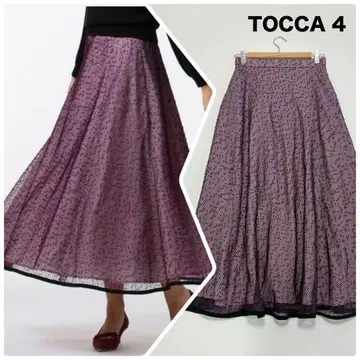 TOCCA 토카 stick 스커트 4 퍼플 롱 플레어 도트 무늬