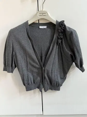 BRUNELLO CUCINELLI 그레이 반팔 가디건