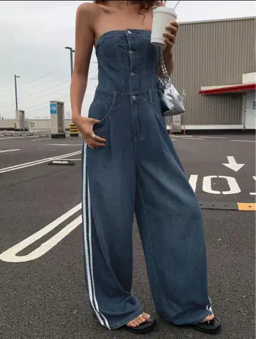 여성용 데님 살로펫 오버롤