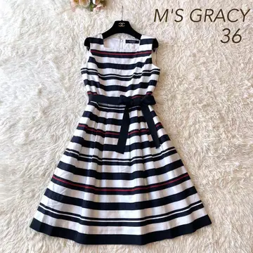 새상품급 M'S GRACY 2021년 보더 원피스 화이트 36