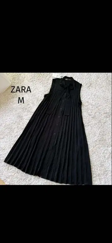 ZARA 자라 슬리브리스 플리츠 원피스 블랙 M