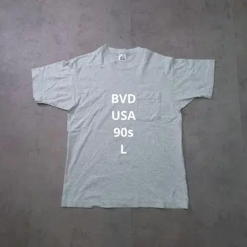 USA 제 90년대 BVD 포켓 티 L 티셔츠 그레이 귀 있음