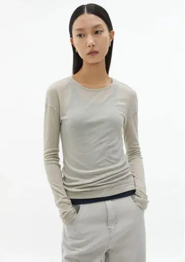 studio doe 상의 롱T Sheer Bone-Line Top