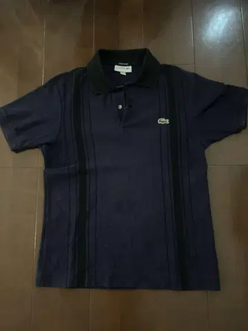 LACOSTE 네이비 스트라이프 피케 셔츠 FR 2