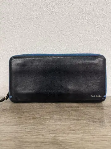 인기 모델 Paul Smith 장지갑 라운드 지퍼 블랙 x 블루