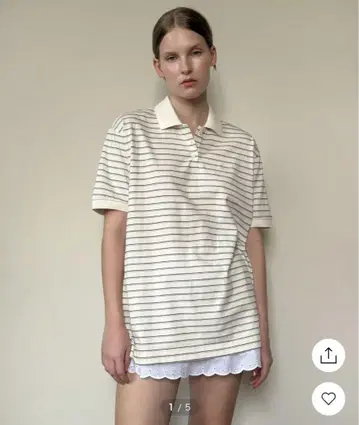 SINOON Stripe Half Sleeve PK Shirt Ivory