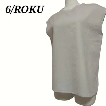 6/ROKU 울 100% 슬리브리스 티셔츠 백 빅 로고 프린트