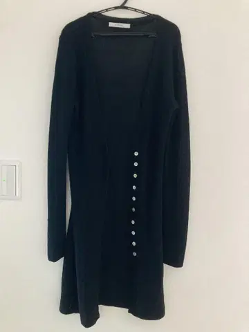 블랙 롱 가디건 버튼