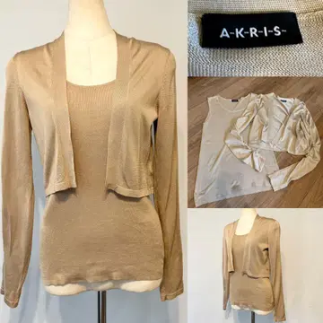 AKRIS 아크리스 실크100 앙상블 니트 소매 셔링 M