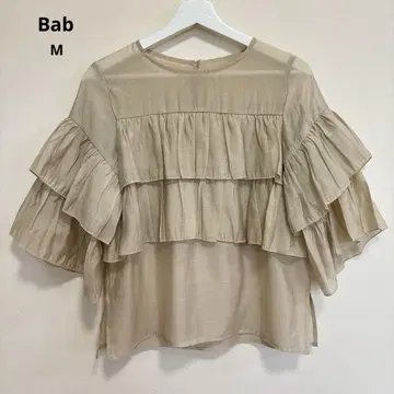택 포함 Bab 프릴 티어드 블라우스 시어 베이지 M 2024