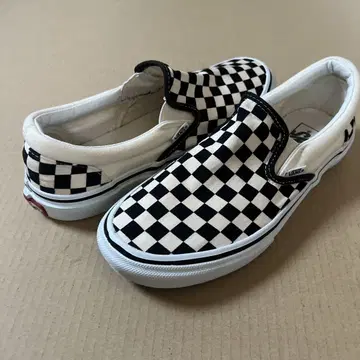 VANS 체크 무늬 슬립온 블랙/화이트
