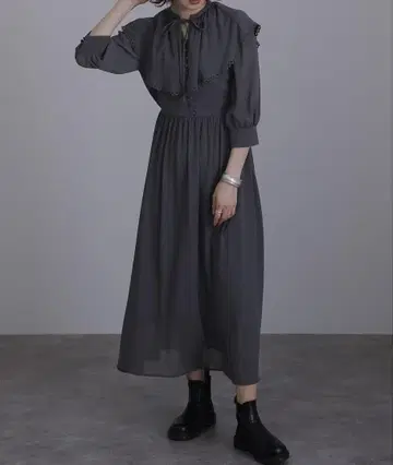 7부 소매 & 종아리 기장 파티 드레스 빅 카라 경사 드레스