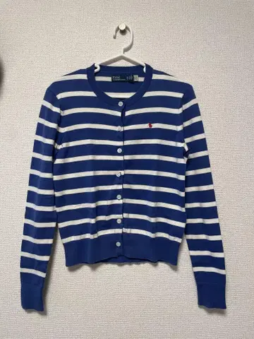 Polo by Ralph Lauren 블루 화이트 스트라이프 가디건 XS