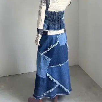 UND BACK PATCHWORK SETUP DENIM DRESS