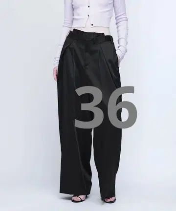 AEWEN MATOPH 새틴 턱 팬츠 36 S 블랙