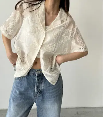 캐널진 자수 레이스 셔츠