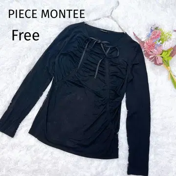 새상품급 PIECE MONTEE 긴팔 티셔츠 개더 블랙 리본 4969