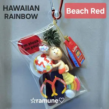 PEANUTS HAWAIIAN RAINBOW 가챠 파우치 비치 레드