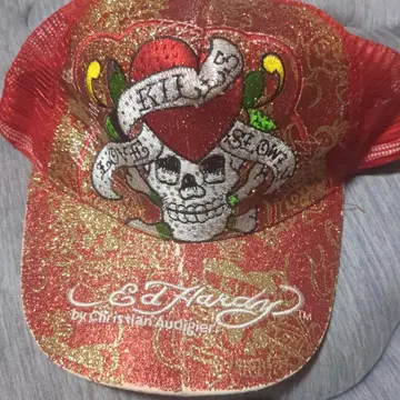 Ed Hardy 스컬과 하트 캡 라메 PUNK 큐빅
