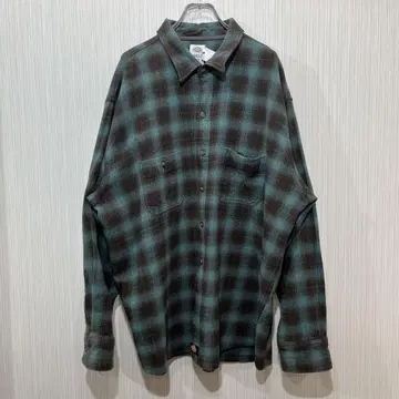 Dickies 아메카지 구제 의류 스트릿 체크 헤비 플란넬 셔츠 3XL