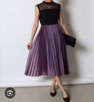 미사용 택 포함 Rire Fete 야마다야 롱 원피스 보라색 블랙 9호