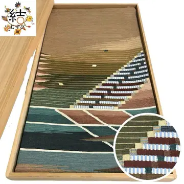 MO-3185 후쿠로 오비  추상 직물 무늬 연한 갈색
