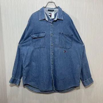 TOMMY JEANS 데님 셔츠 XL 구제 의류 스트릿 아메카지
