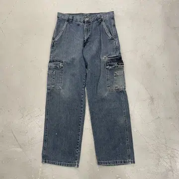 [빈티지] wrangler 데님 블루 카고 팬츠