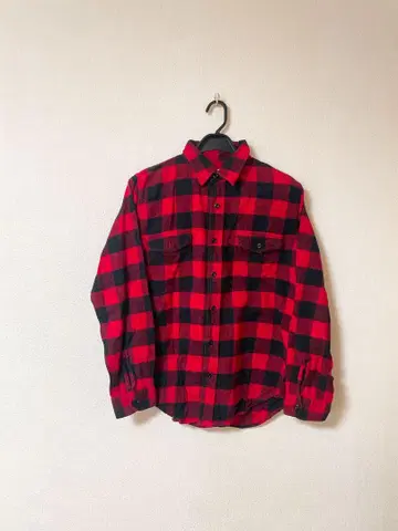 OSHKOSH 빨간색과 블랙 체크 무늬 플란넬 셔츠 면 100%