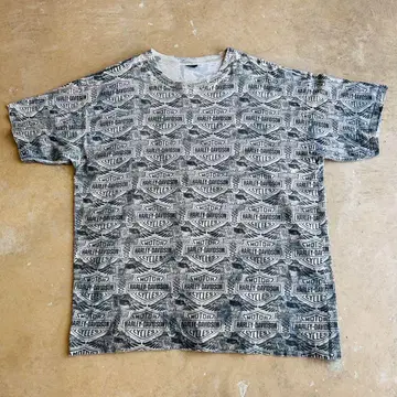 90s Harley Davidson 할리 올 패턴 로고 티셔츠