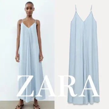 ZARA 자라 플루이드 퍼프 원피스 라이트 블루