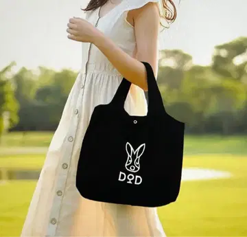 DOD 토끼 로고 토트백 블랙 캔버스