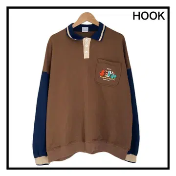 HOOK 맨투맨 트레이너 프론트 버튼 자수 드래곤 로고 문장 L